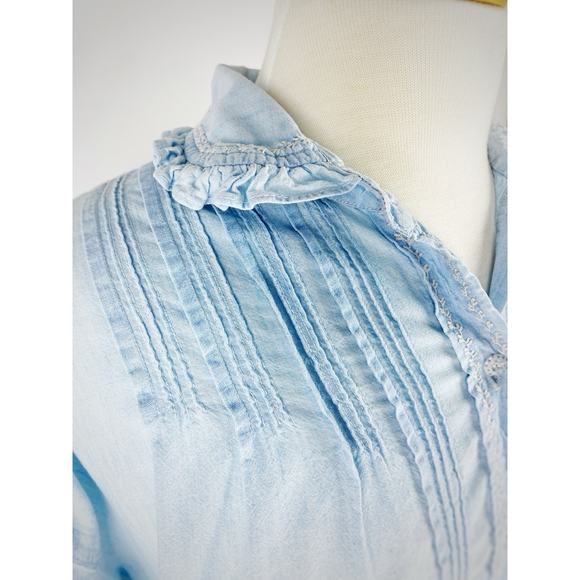 90s Womens Ralph Lauren Polo Country Denim Pleaded Button Up Shirt Western SZ 10 - Picture 4 of 14